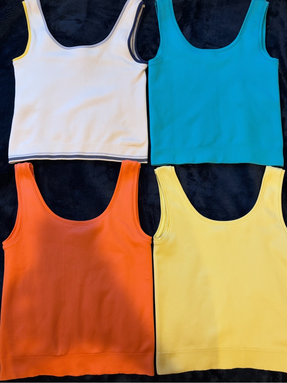 Athleta Kids Ribbed Tank Tops - White, Teal, Orange, Yellow